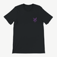 The Electric Picnic 2026 Swallow Monogram Event T Shirt is a black eco-friendly, made-to-order unisex tee with a tailored fit for comfortable everyday style, featuring a small purple bee and the letters “bp” on the left chest area, displayed on a white background.