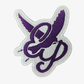 The Click & Collect Patch Set by EP 2026 Click & Collect features an embroidered patch showcasing a stylized purple bird and entwined letters “P” and “D” set against a white background.