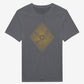 The Electric Picnic Diamond Burst 2024 Line-Up T-Shirt is a gray, made-to-order short-sleeve featuring a centered gold geometric diamond with wavy lines and stylized gp letters.
