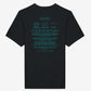 The Electric Picnic Spiral Swallow 2024 Line-Up Black T-Shirt features turquoise text listing artists’ names, a “Charlie Puth” signature at the top, and event details on the back—all premium DTG printed on ringspun cotton.