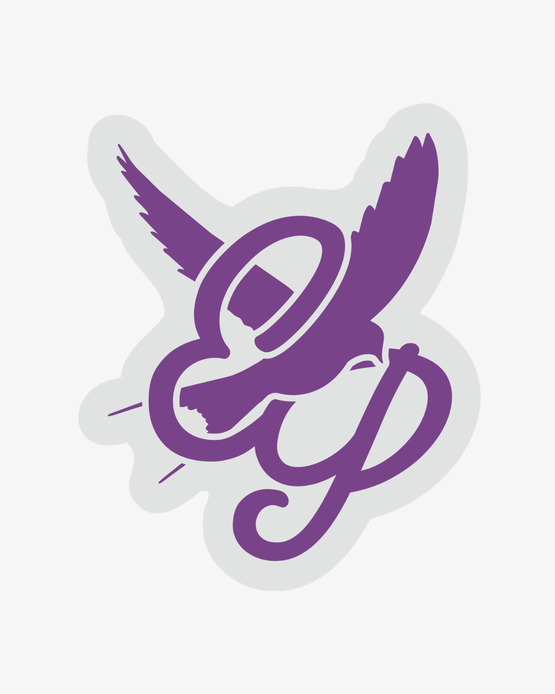 A stylized purple eagle in flight, forming the shape of the lowercase letters "e" and "p" with its wings and body, appears on the Click & Collect Magnet by EP 2026 Click & Collect, set against a white background with a light gray outline.