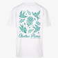 The EP 2026 Click & Collect Floral Swallows Oversized T Shirt is a white tee featuring teal illustrations of birds, flowers, and leaves on the back, with "Electric Picnic Music and Arts Festival" printed below the graphic.