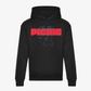 The Click & Collect Neon Nature Heavyweight Hoodie by EP 2026 Click & Collect is a black hoodie with a front pocket, featuring the words “Electric Picnic” in red and blue above a simple line drawing of a flower.